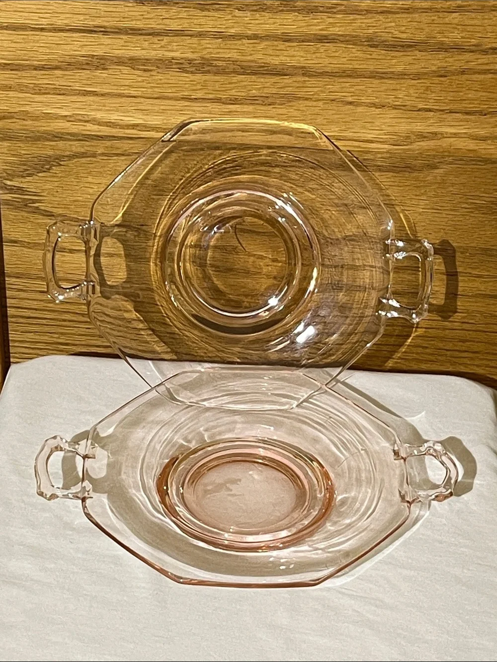 Unbranded Pale Pink Glass Serving Plates- Set of 2